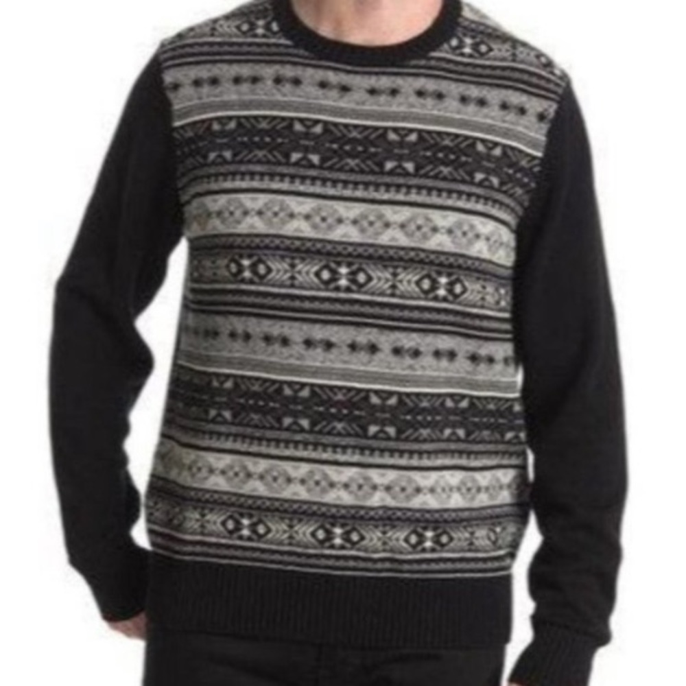 New Weatherproof Vintage The Holiday Sweater Size Large in Black Fairisle